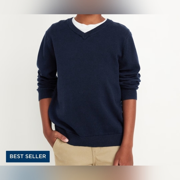 Gap boys navy cotton V-neck sweater Large 10-12 kid